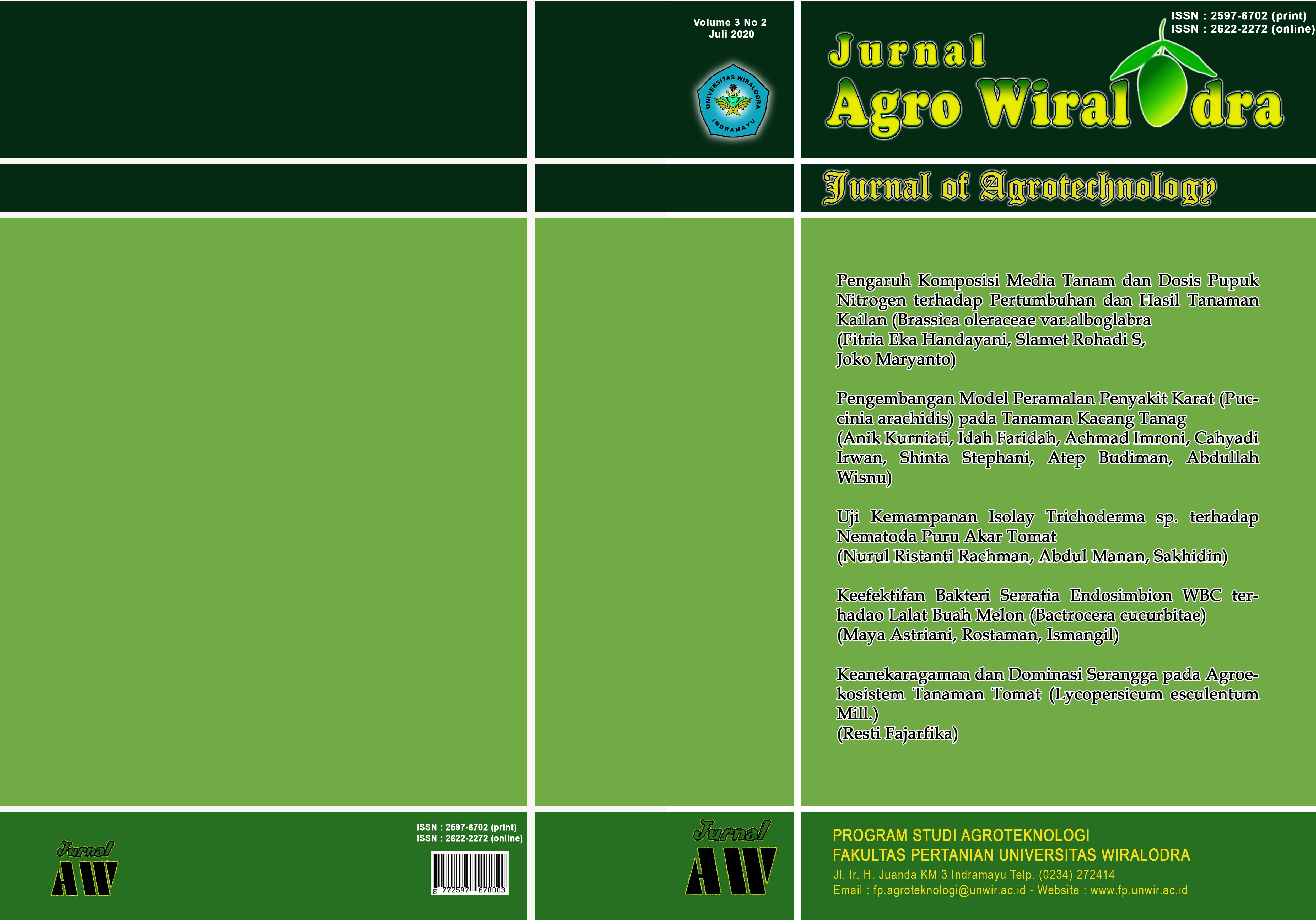					View Vol. 3 No. 2 (2020): Jurnal Agro Wiralodra
				